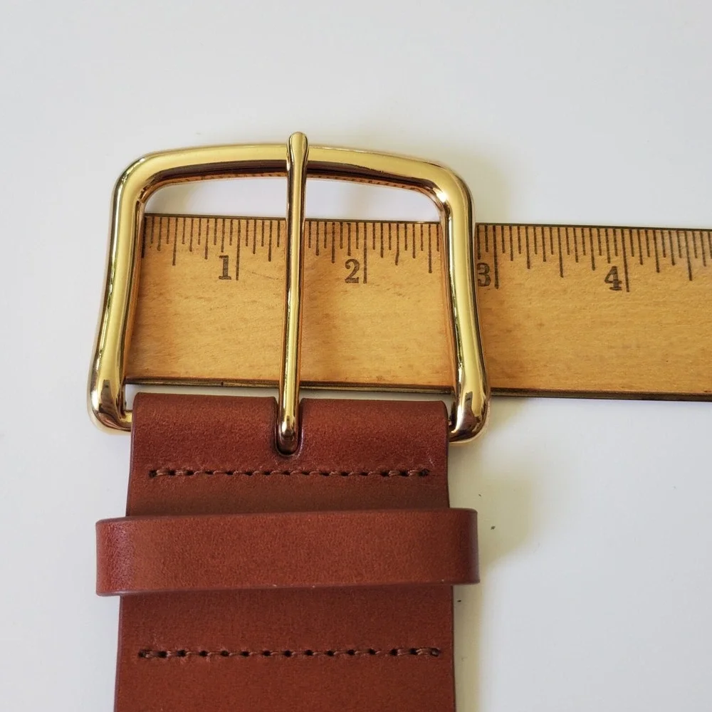 Chicos Wide Woven Leather Hip Belt Medium‎ Brown Tan Adjustable Boho Western